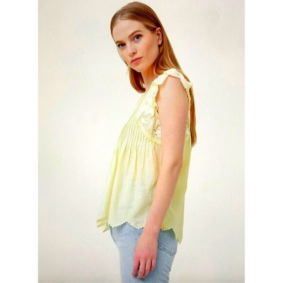 Zadig & Voltaire Tiara Tomboy Floral Embroidered Top - Butter - size S - Picture 6 of 9